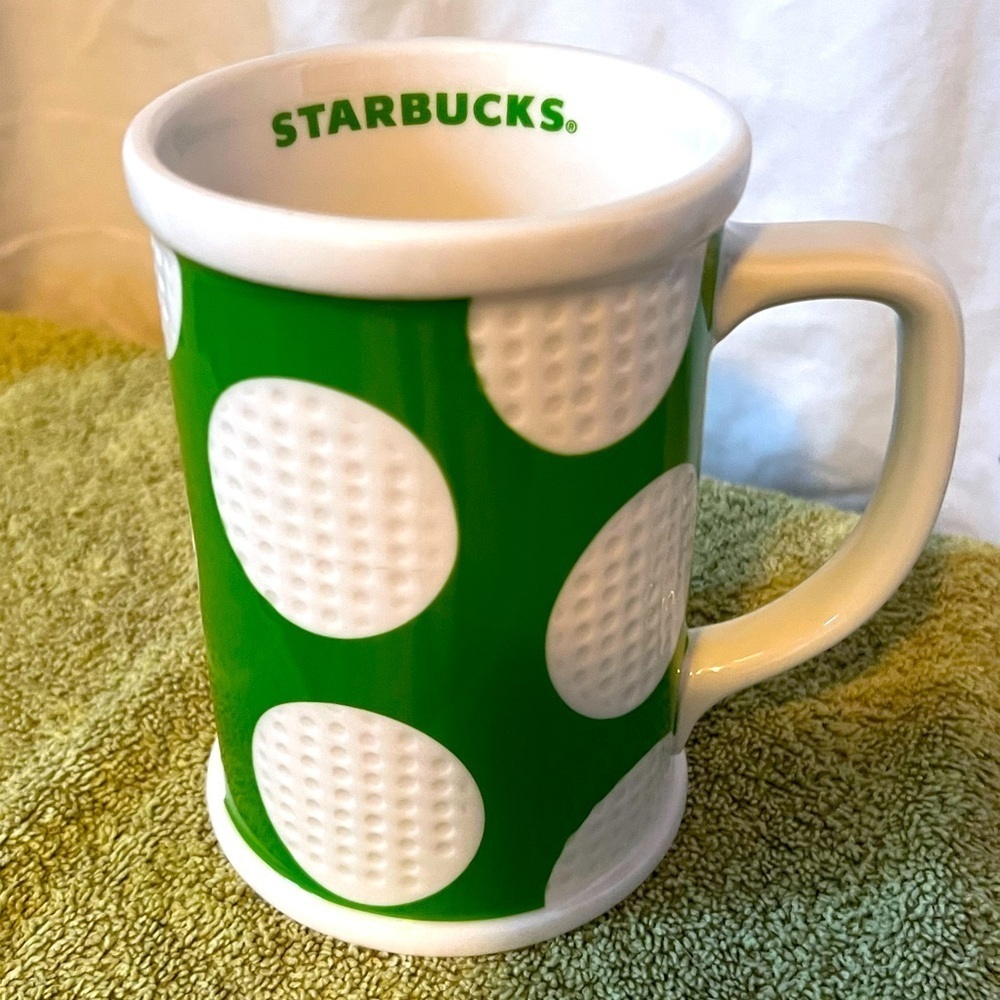 2006 Starbucks Golf Ball Coffee Mug Tea Cup Textured Dimples Green Cup‎ 16 Oz
